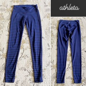 🏝️ Athlete Workout Mid-Rise Leggings Navy Striped • XS